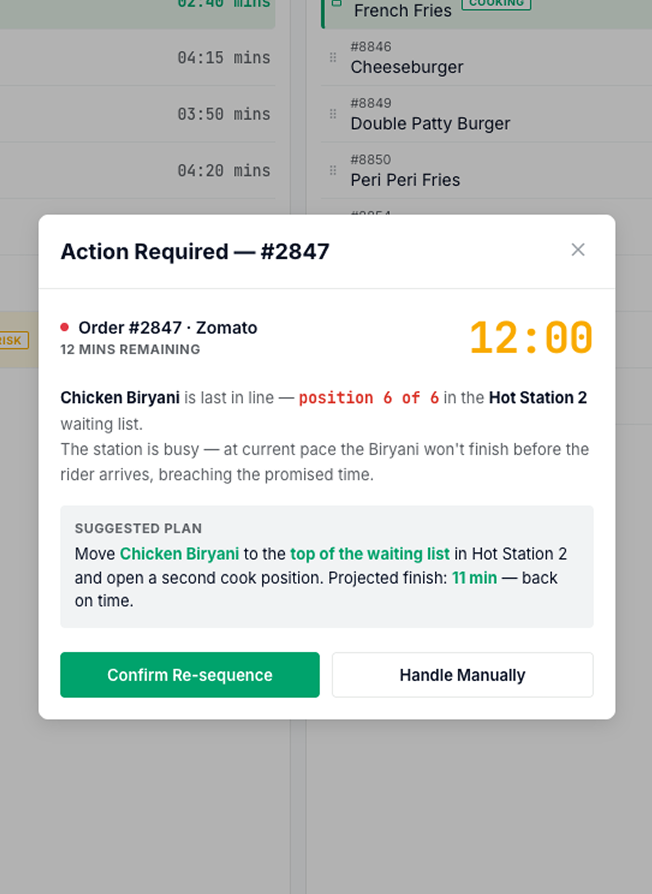 The earlier version of the at-risk alert, which announced the problem without proposing an action.
