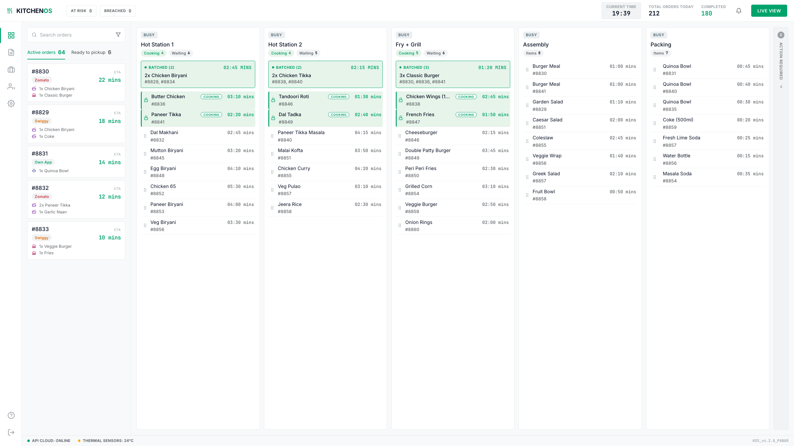 Screenshot of the working KitchenOS prototype, captured mid-interaction.